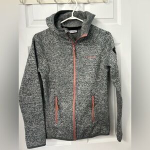 Bluewear Women's Gray Heather Teddy Jacket with Pink Trim